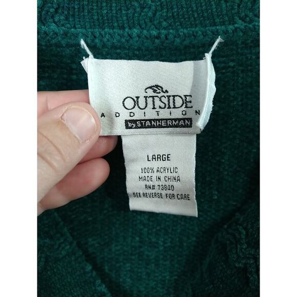Outside Additions Woman L Sweater Kelly Green V Neck Tunic Side Slit - Picture 2 of 9